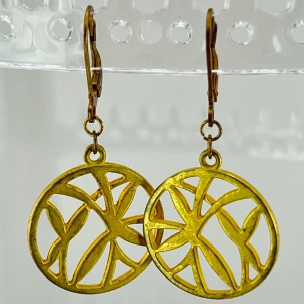 Gold-toned Filigree Dangle Earrings
